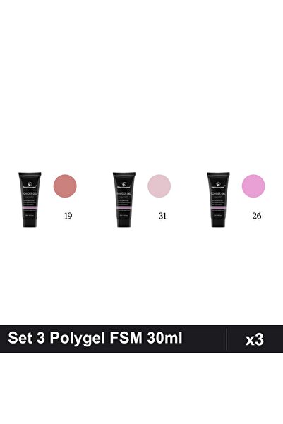 FSM Set 3 Polygel 30ml - Nr.19, Nr.31, Nr.26 - Constructie Unghii