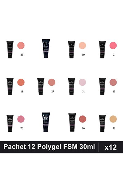 FSM Set 12 Polygel 30ml - Nr.10, Nr.13, Nr.15, Nr.16, Nr.18, Nr.19, Nr.20, Nr...
