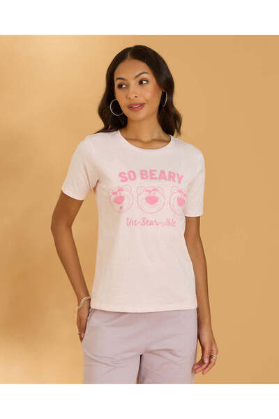 REDTAG Women Pink Lotso Graphic T Shirt
