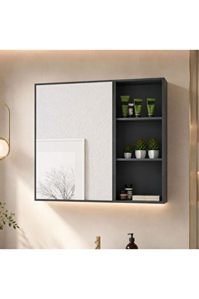 Pozitif FADEM Aynali Banyo Dolabi, Tek Kapakli 65x65 Üst Modül Mıknatıslı Bas...