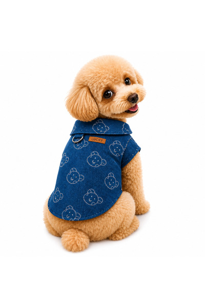 Dolce Pets Kedi ve Köpek Kıyafeti Ayıcık Desenli Tasmalı Gömlek
