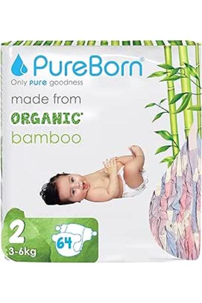 PUREBORN حفاضات 2×64 قطعة - عبوة اقتصادية: 9150