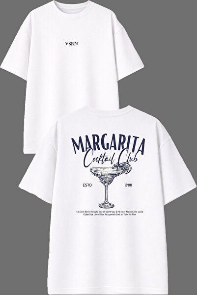 VSRN Μπλουζάκι Margariya Cock Design με στάμπα μπροστά και πίσω, λευκό, overs...