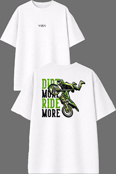 VSRN تي شيرت أخضر اللون بتصميم Green Cross Moto مطبوع من الأمام والخلف باللون...