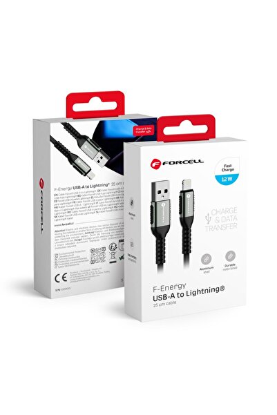 Forcell Cablu USB USB-A - Lightning 0.25 m Negru