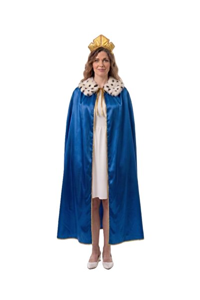 Kostüm Sarayı Queen's Cape and Crown Adult Blue