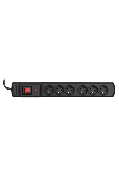 ActiveJet Prelungitor anti-șoc COMBO 6 prize/1,5m/în negru (10A; 2300W); culo...