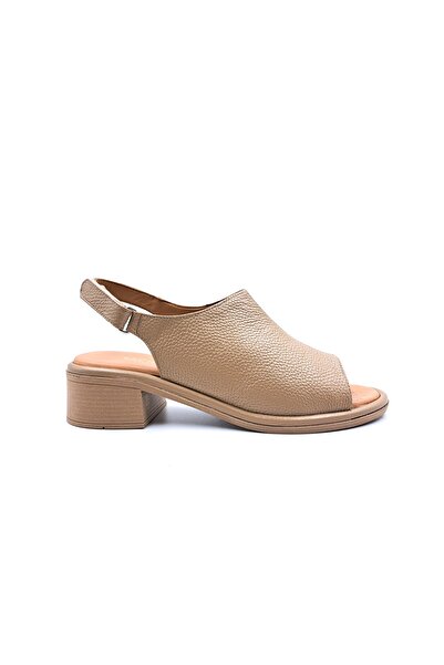 RACHELMILANO Genuine Leather Low Heeled Women's Cappuccino Brown Comfort Sand...