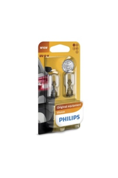 Philips Σετ 2 Becuri 12V W16W Vision Blister