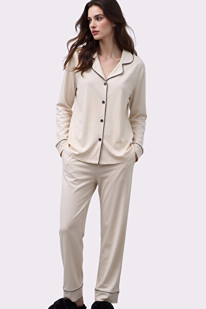 Pearlune Women's Boxed & Long Sleeve Modal Pajama Set - Soft Breathable Fabric