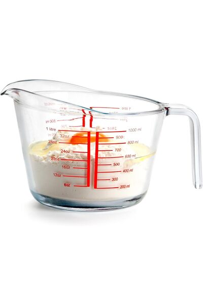 NUTRIUPS Cana de măsurare din sticlă de 1000 ml, cu cioc înalt pentru turnare...