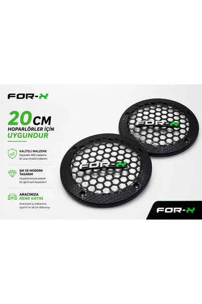 For-X 20cm Hoparlör Kapağı - Logolu Plastik Midrange Hoparlör Kapak 20 cm - 2...