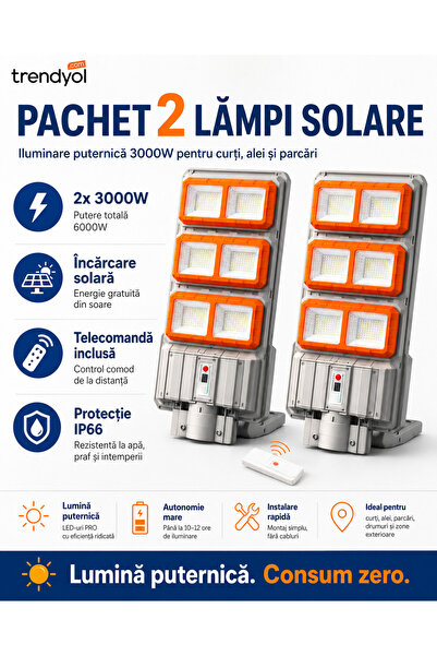 OEM PACHET 1 + 1 Lampa solară stradală 3000W (RO-V10)