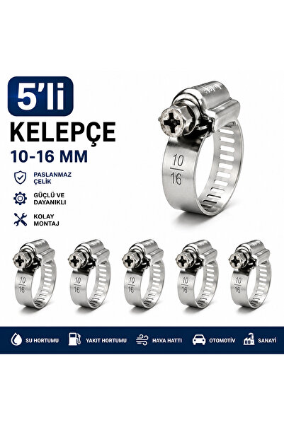 TORK 5’li Hortum Kelepçesi 10-16 MM çelik