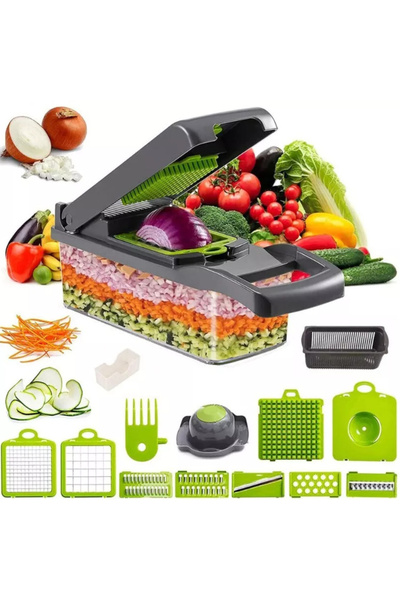 Choice أداة مطبخ متعددة الوظائف 15 في 1 باللون الأخضر الفاتح، مقشرة وقطاعة وم...