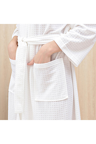 Choice7 M WHITE Men Women Bathrobe Waffle Transparent Summer Thin Robe Shower...