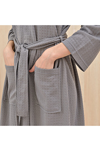 Choice11 XL GRAY Men Women Bathrobe Waffle Transparent Summer Thin Robe Showe...