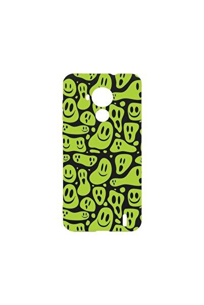 bestcase Тънък силиконов калъф 0.8ММ, съвместим с Nokia C30, зелен смайли с к...