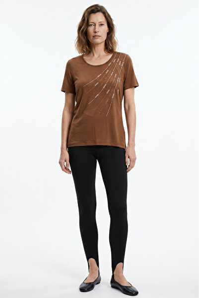 Sementa Gilded Printed Comfortable Fit T-Shirt - Brown
