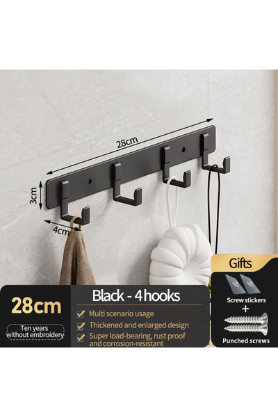 Choice11 Black 4 hooks Hooks for hanging clothes at the entrance door, hangin...