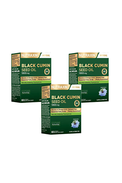 Nutraxin Black Cumin (Soğuk Sıkım Çörek Otu Yağı) Softgel Kapsül 60 Tablet (3...