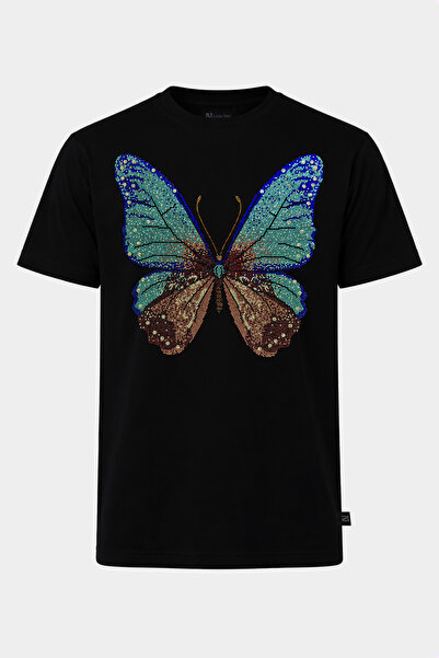 Linea Noir LNMV-LN Butterfly,Taşlı T-shirt , %100 Pamuk,Kadın,Relaxed, Siyah ...
