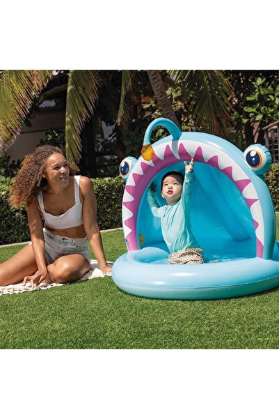 Tessari Piscină acoperită albastră cu model cu pești pentru copii 127 x 102 x...