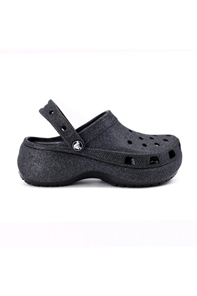 Crocs Classic Platform Glitter Clog 207241-001 Kadın Terlik Siyah