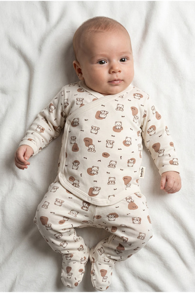 hobbe baby طقم ملابس أطفال مكون من قطعتين وسروال واحد مصنوع من القطن بنسبة 100%