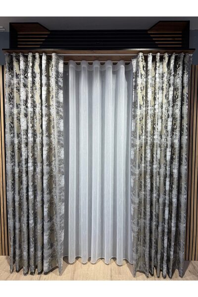 ArasyaHome Draperie Elegantă Bella cu Textură Gri-Auriu