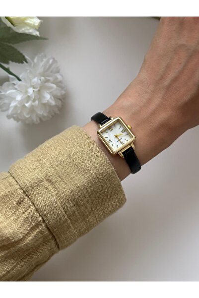 MERW Belen Model Black Color Vintage Series Leather Cord Women's Wristwatch