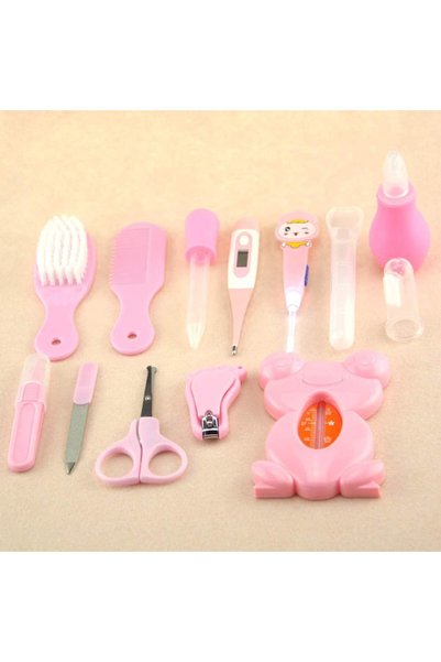 Sybil's Baby Care Kit 13pcs/Set Newborn Grooming Set Essential Healthcare Accessories for Travelling Home Use with Carry Bag (Pink)