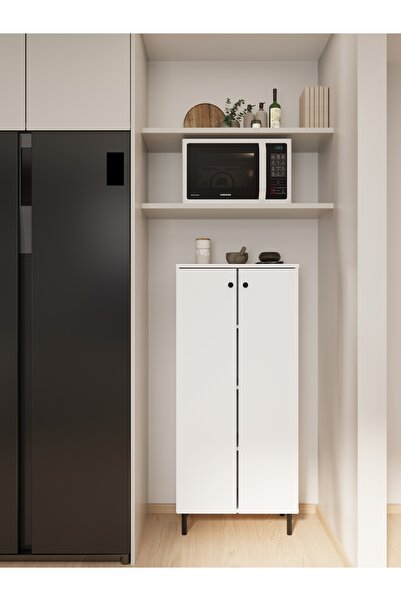 LİGNO MOBİLYA Mikrodalga Altı Mutfak Düzenleyici - 130 cm Buzdolabı Yanı Kile...