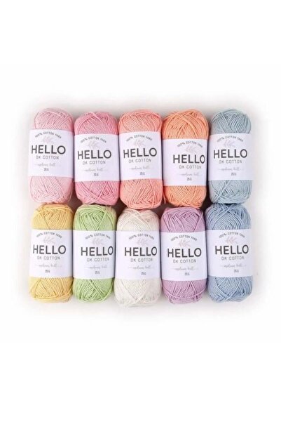 Hello 10 Pieces of Pastel Colors 25 Grams Cotton Yarn