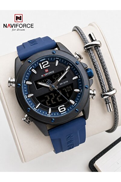 Naviforce Silokon Cord Digital & Analog Mechanism Wristwatch Gifted 3 Atm Men...