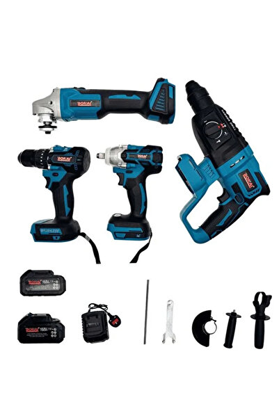 Bonai BN-HK47 Cordless Brushless 4-in-1 Tool Kit (Drill, Impact Wrench, Hamme...