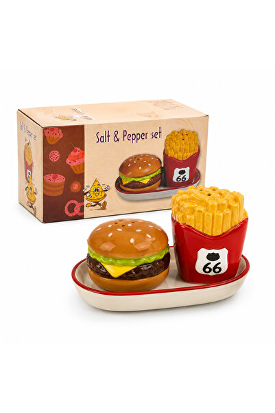 OEM Ceramic Salt and Pepper Shaker Set – Burger & Potatoes