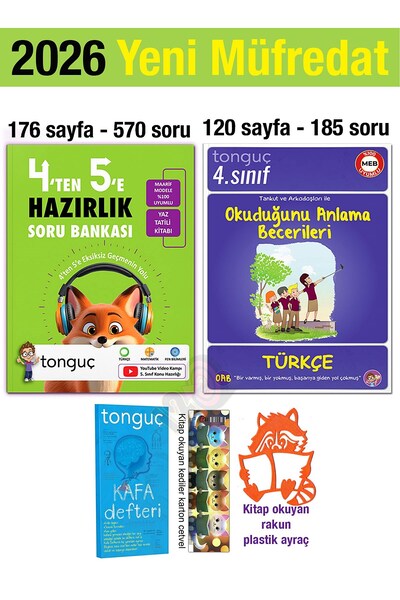 Tonguç Yayınları 4'ten 5'e Hazırlık Kitabı 2026 Yaz Tatili 4. Sınıf Türkçe Ok...