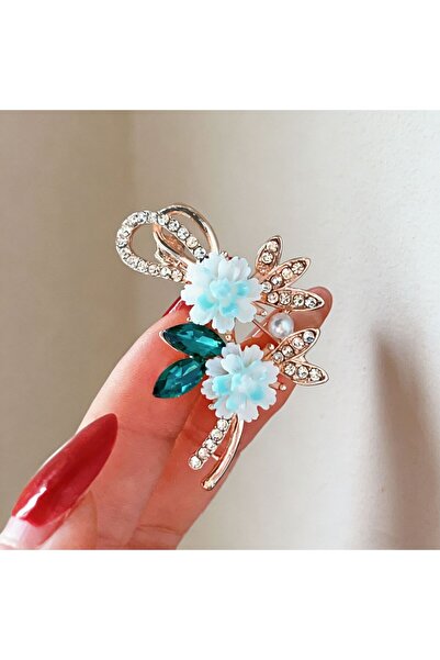 asc.home Çiçek model Broş yeşil detay. 4.5 cm