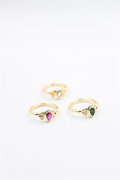 Bucuks 6-piece stone ring set - gold