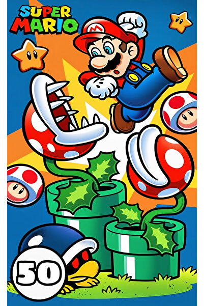 Super mario Carte de colorat, 50 de ilustratii Super Mario, A4