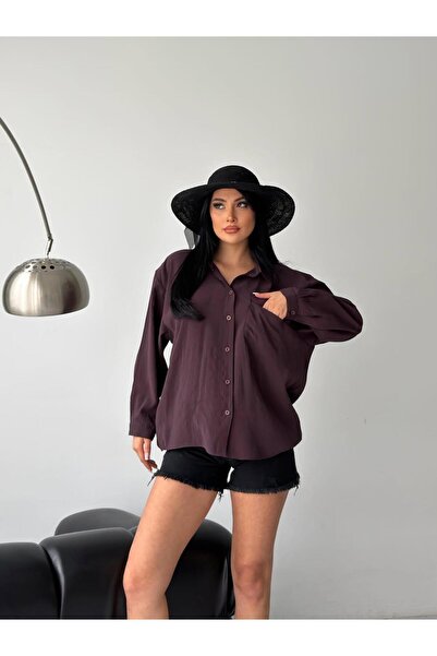 DONNA LISSA Premium Women's Oversized Flowy Linen Blend Shirt with Pocket Detail