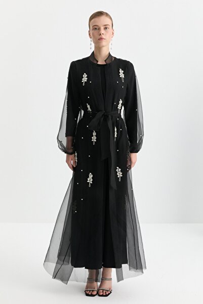 Nihan Taşlı Abaya Takım - Siyah