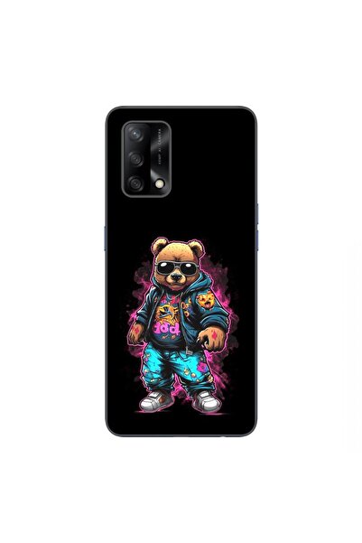 OEM Case compatible with Oppo A74 4G Silicone Gel Tpu Pattern Bear Cool Black