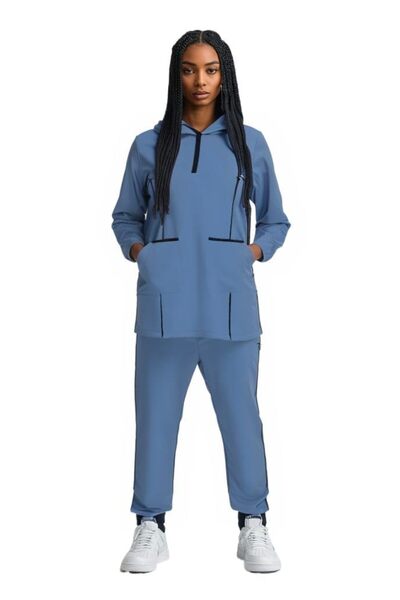 Peach Housemaid Uniform/Nurse Uniform/Medical Scrub Set with Black Piping - T...