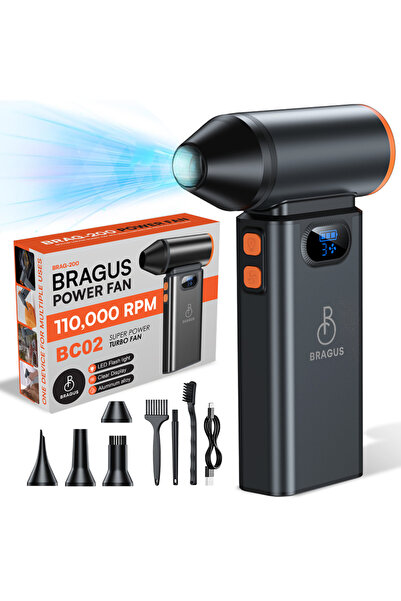 BRAGUS Suflantă de aer comprimat, portabilă, Turbo 110000 RPM, 3 trepte de vi...