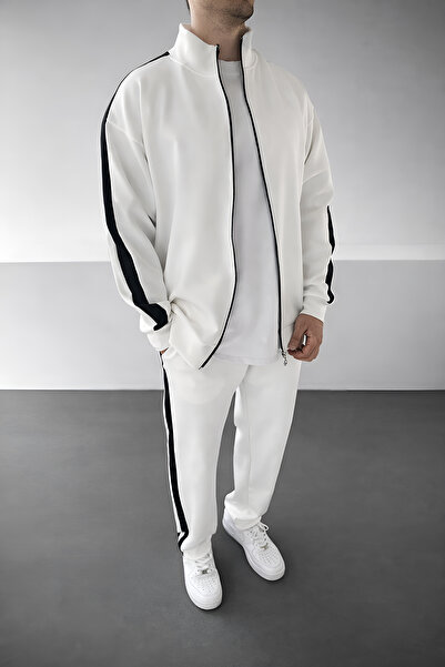 beuivo Men's Scuba Fabric Relaxed Top and Bottom Tracksuit Set
