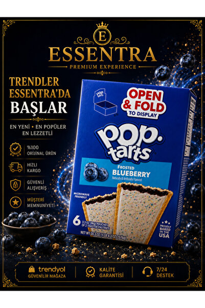 Essentra Home Pop-Tarts 576 Gr tatlı bar Frosted Blueberry Filled Toaster Sna...