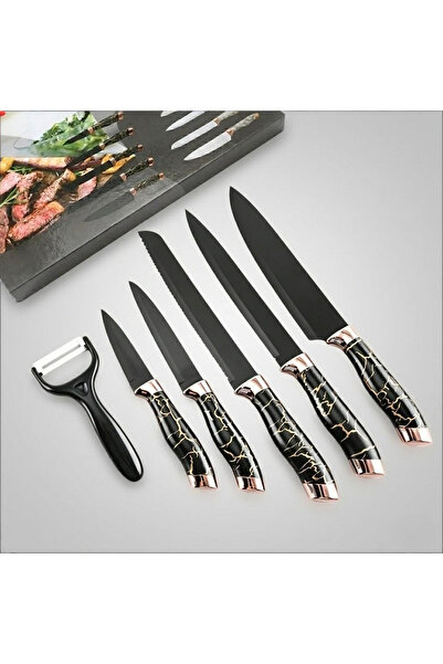 OSOOKE 6-Piece Kitchen Knife Set with Premium Case, Sharp Black Blades & Eleg...