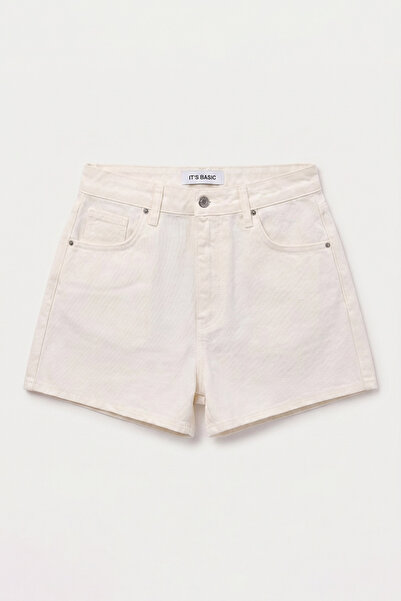 it's basic Kadın Kırık Beyaz 7s6-101 Mini Mom Denim Şort
